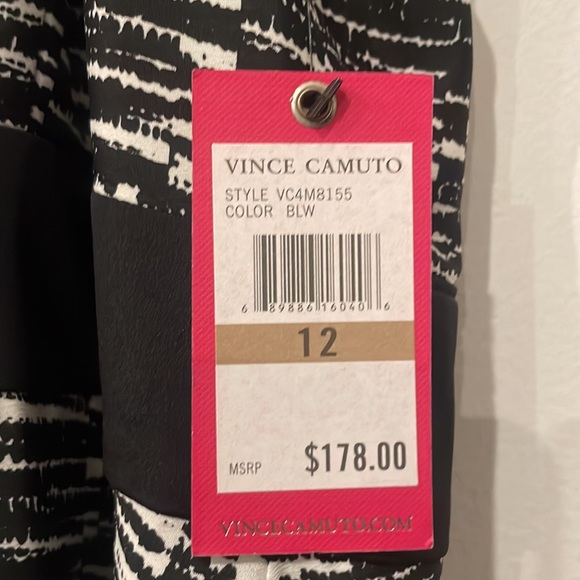 Vince Camuto Black & White Halter Neck Empire Waist Formal Dress SZ12-never worn - Picture 7 of 7